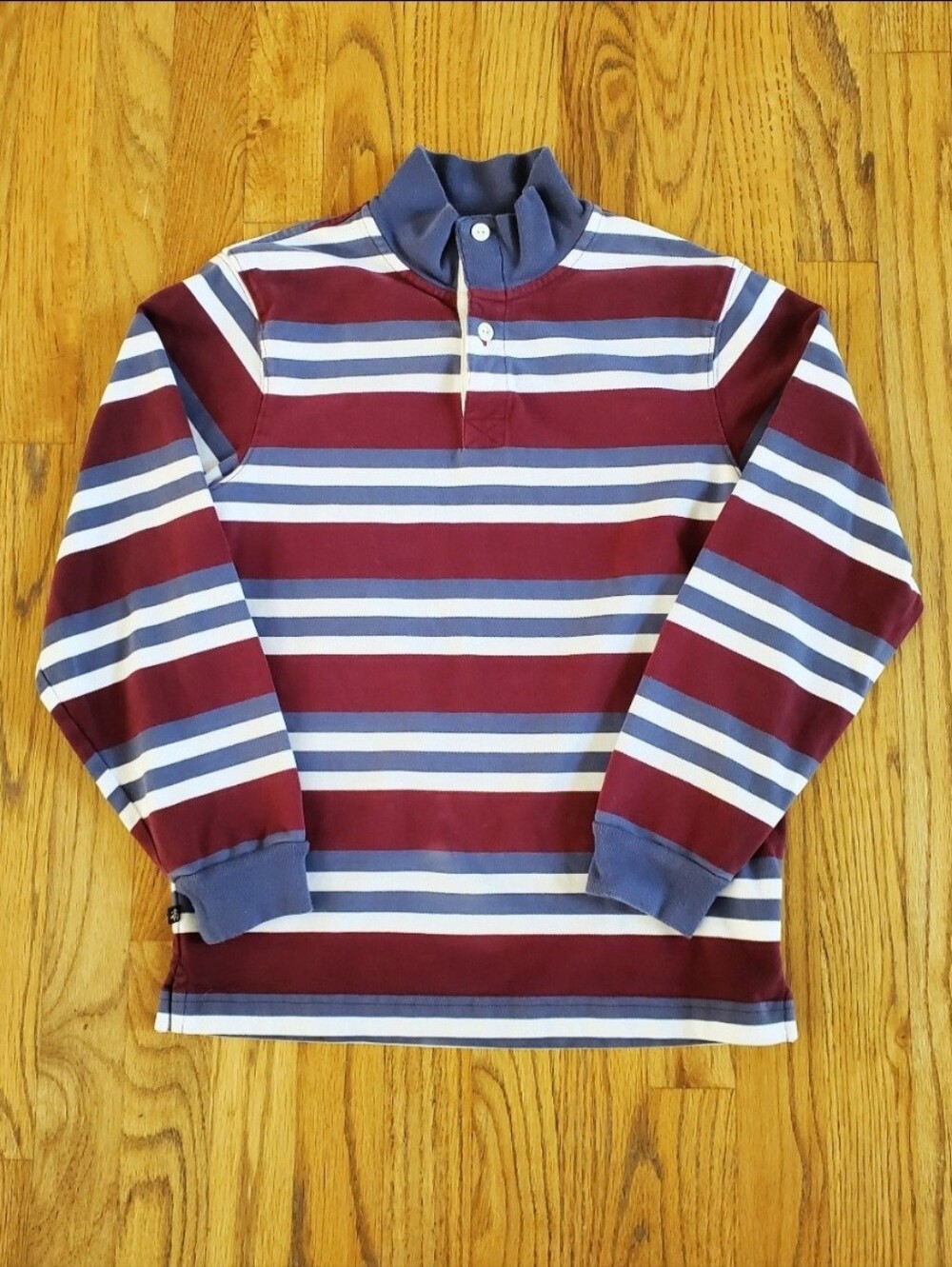 Brooks Brothers Boy's Striped Long-Sleeve Rugby Shirt - Burgundy & Blue Sz M